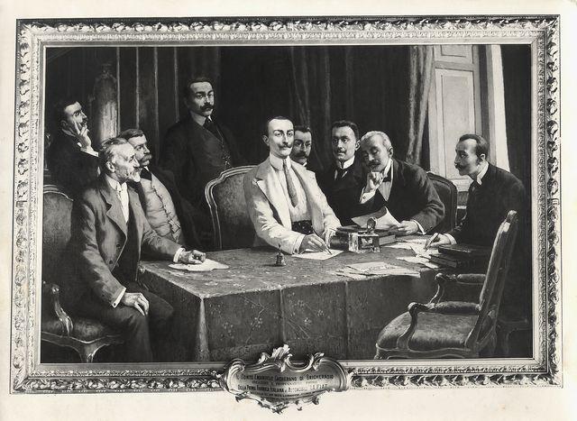 The founders of FIAT in Turin on 11 July 1899, painting by Lorenzo Delleani