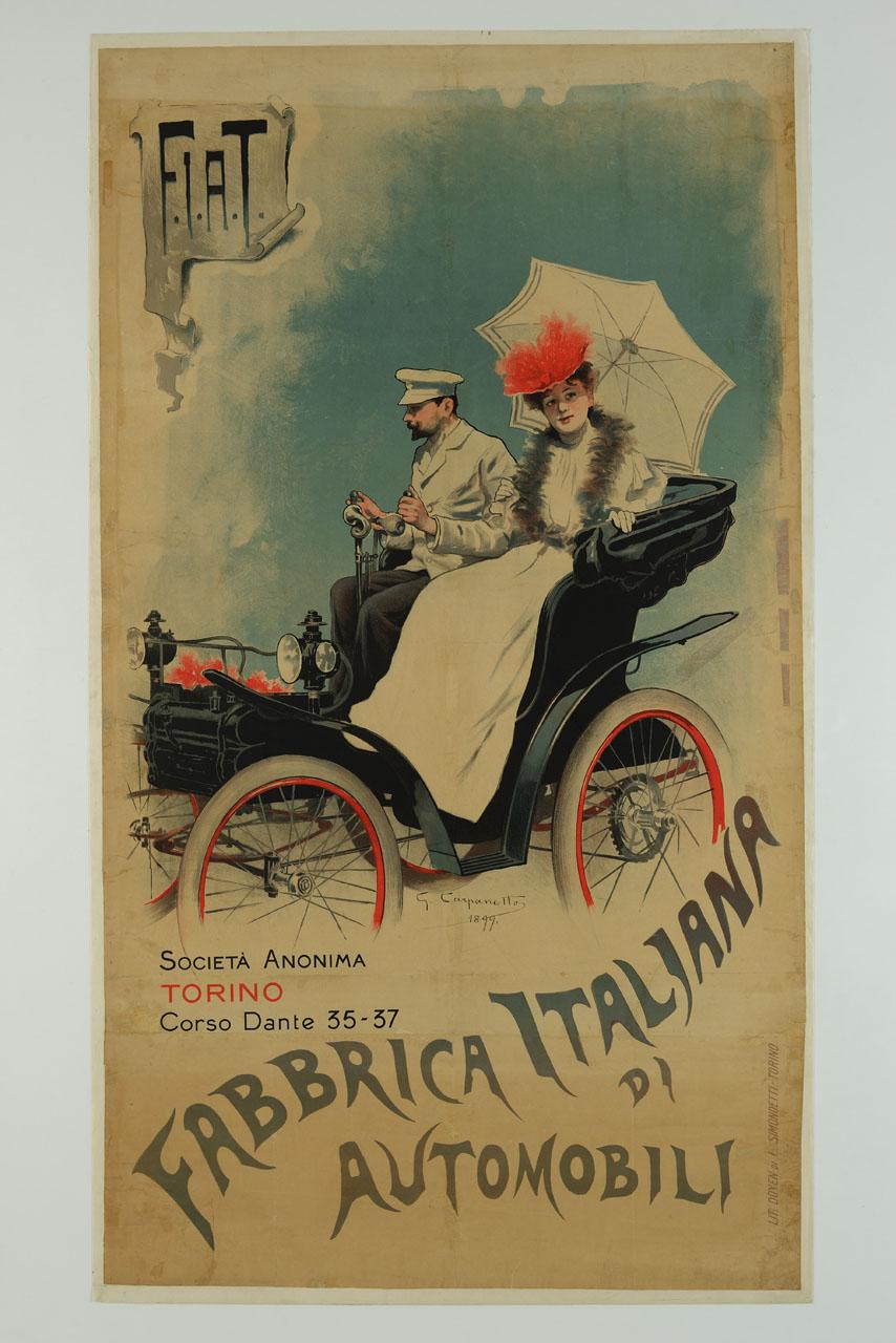 First FIAT advertising poster by Giovanni Battista Carpanetto, 1899
